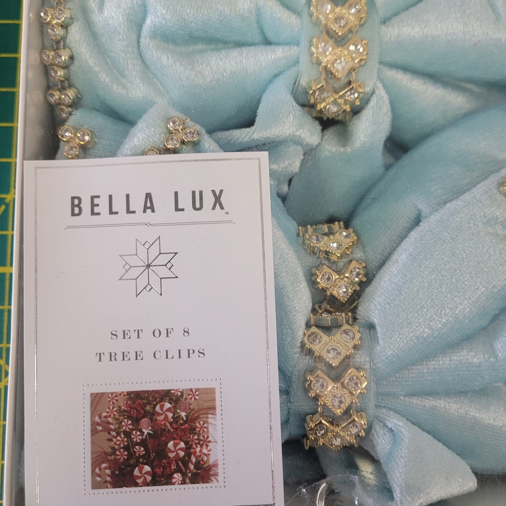 Bella Lux Blue Hair Bows with Gold Accents - Picture 2 of 4